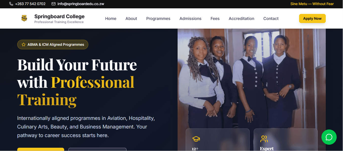 Springboard College — Website by KuWeX Studios